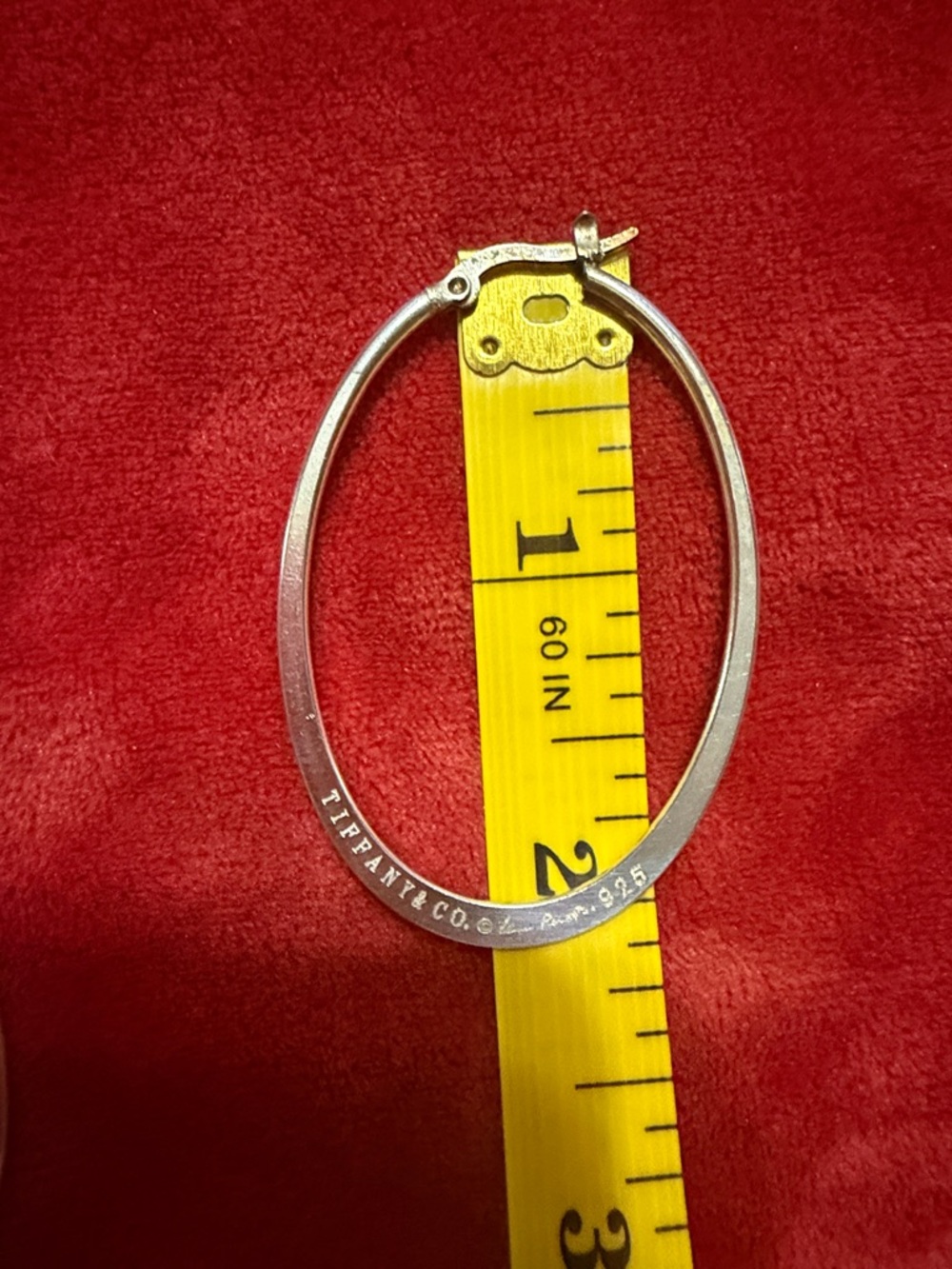 Tiffany & Co. Silver Oval Hoop Earrings - Picture 3 of 5